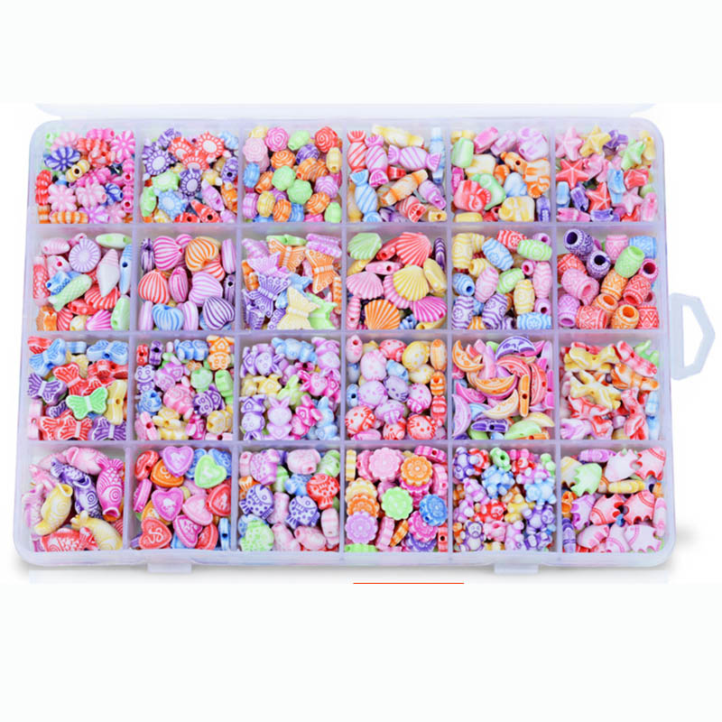 Zestaw do tworzenia bransoletki z koralików zabawki dla dzieci DIY 24 siatki ręcznie robione puzzle koraliki dla dziewczynek zestaw dziewczyny zabawki dla 3 5 7 9 11: D