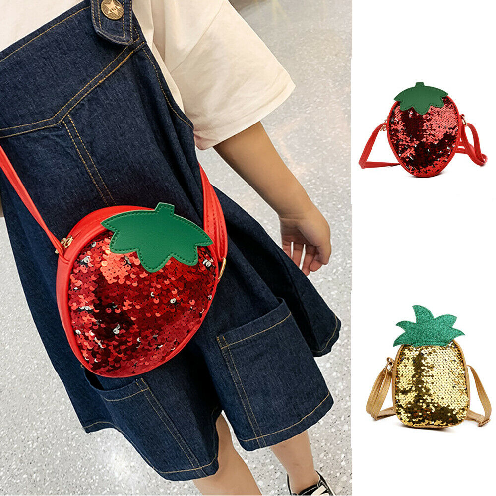 Søde kvinder piger frugt skuldertaske sequined tote pung messenger crossbody tasker håndtaske