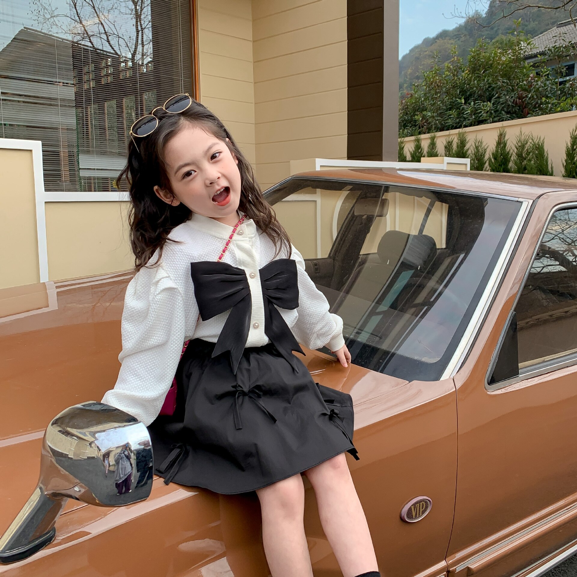 2022 Spring Girls Skirt with Bow Kids Cotton Skirts Kids Skirts