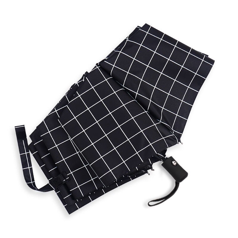 Black&amp;white Dot Umbrella Rain Women Uv Hook U-shape Curved Handle Umbrella For Women Windproof Umbrellas: glue-black plaid