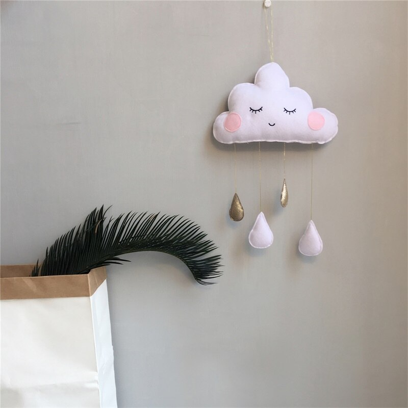 Colgante de gota de agua de nube de fieltro de viento nórdico , tienda de decoración para habitación de niños, accesorio de fotografía, colgante de pared: B