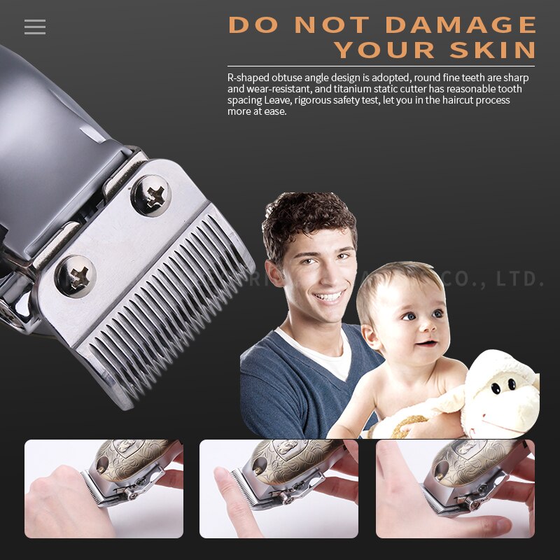 Cortadora de pelo eléctrica para hombre, máquina con motor pivotante ajustable, inalámbrica, con cable, para barbería