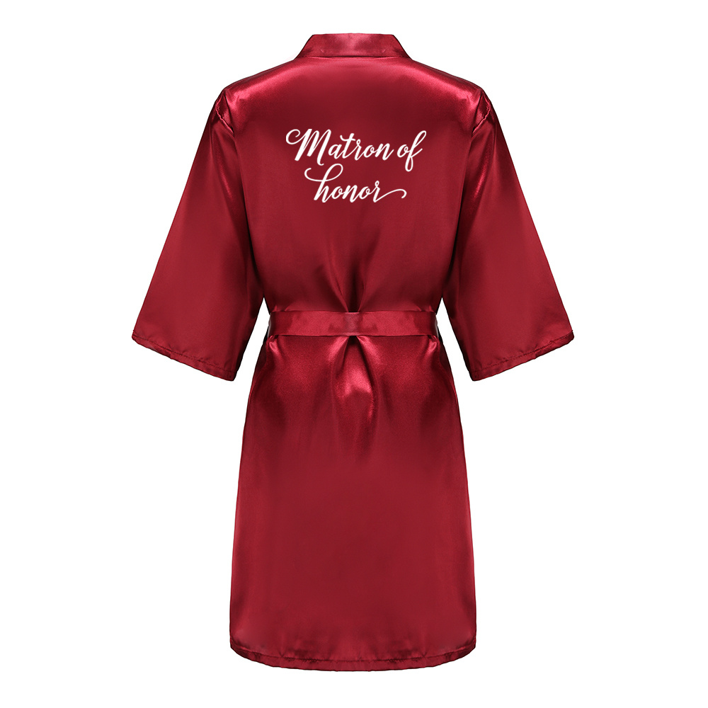 Bury Bridesmaid Mother Of The Bride Robes With White Letters Wedding Women Satin Bridal Party Bathrobe: S / Gold
