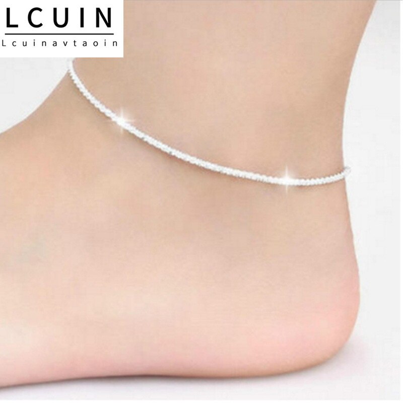 Woman Girl Party Birthday Wedding Simple Slim Blank Silver Chain Anklet Anklet Damski Anklet