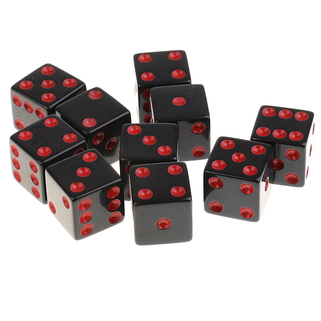 10pcs Six Sided Dice,16mm Square Cornered, Props for Poker Game Mahjong Roulette Party Supplies Table Games Dragons DND MTG RPG: Red Pips