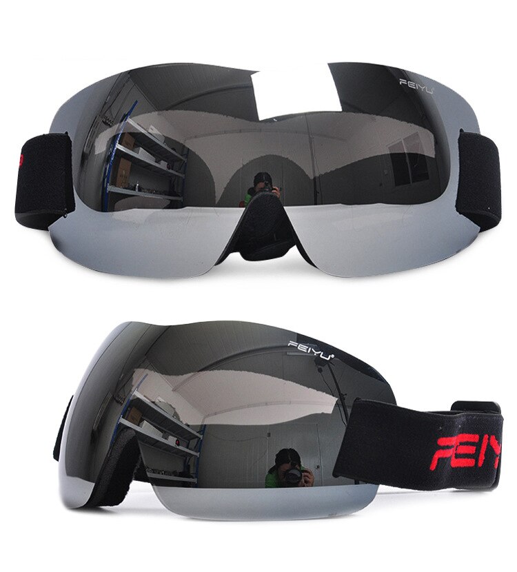 Skidglasögon män kvinnor snowboardglasögon enkelglasglasögon för vuxna skidåkning cykling vandring ögonskydd: Silver-