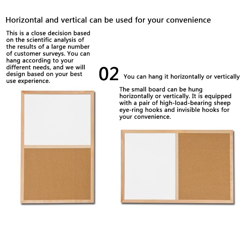 Message Cork Board Wood Frame Whiteboard Drawing Boards Combination Bulletin Magnetic Marker board 30x40cm/40x60cm