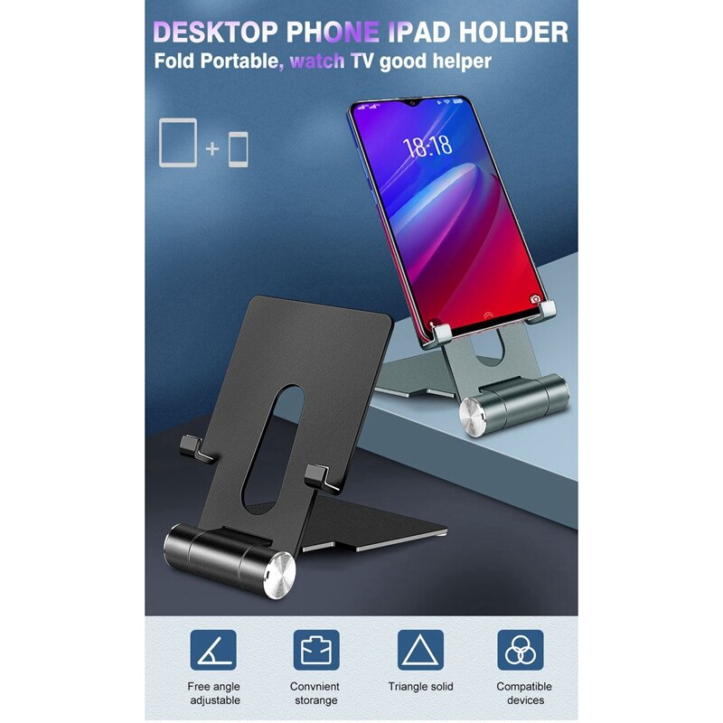 Mobile Phone Holder Aluminum Alloy Mobile Phone Tablet Holder Portable Storage Mobile Phone Two-In-One Desktop Stand