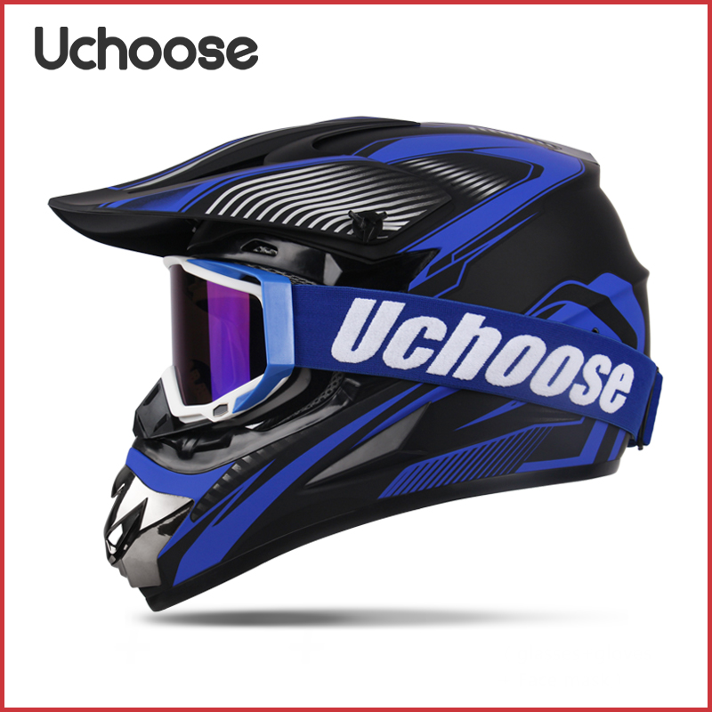 Goggle UCHOOSE Motorcycle Helmet Motocross Off Road Helm Children Off-road Casque Capacete De Motocicleta: Dark Grey / S