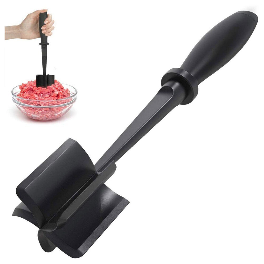 Meat Chopper for Ground Beef Masher Heat Resistant Meat Masher for Hamburger Meat Chop and Stir Meat Masher Tool: black