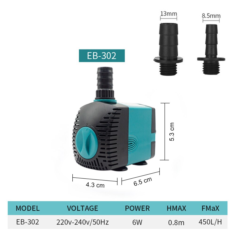 Ultra-Quiet Submersible Water Fountain Pump Filter Fish Pond Aquarium Water Pump Tank Fountain 220V-240V 3W 6W 10W 15W 25W: 6W