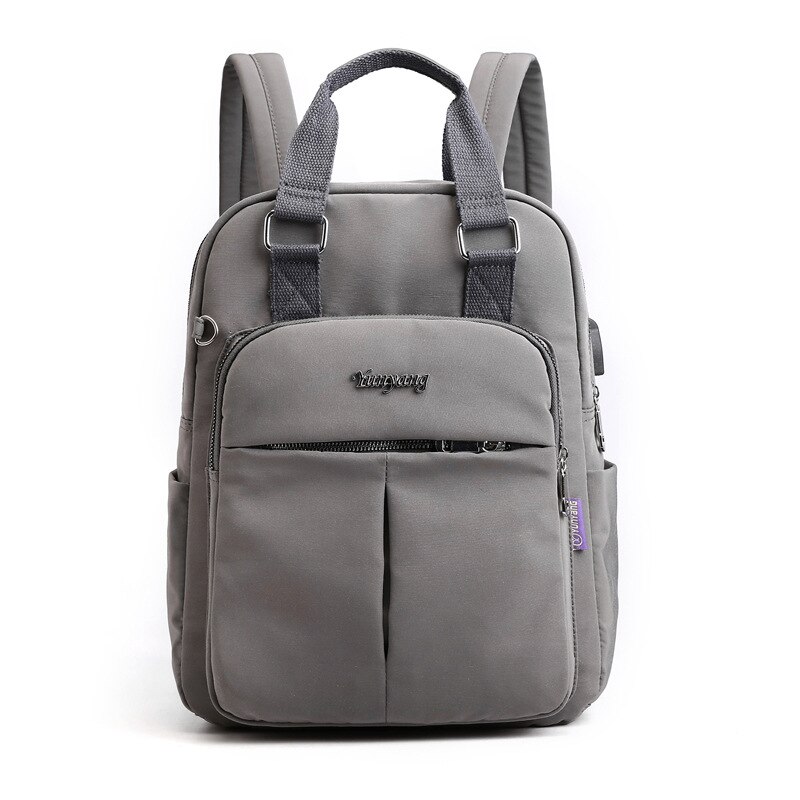 Leisure Rugzak Mode Vrouwen Usb Opladen Rugzak Computer Tas Grote Capaciteit College Stijl Rugzak: grey