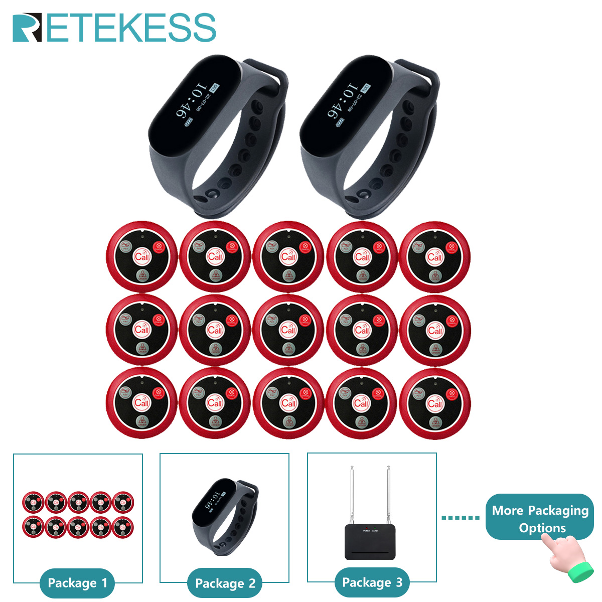 RETEKESS Restaurant Pager Draadloos Ober Oproepsysteem TD112 Waterdicht Horloge Pager Ontvanger T117 Belknoppen voor Cafe Bar