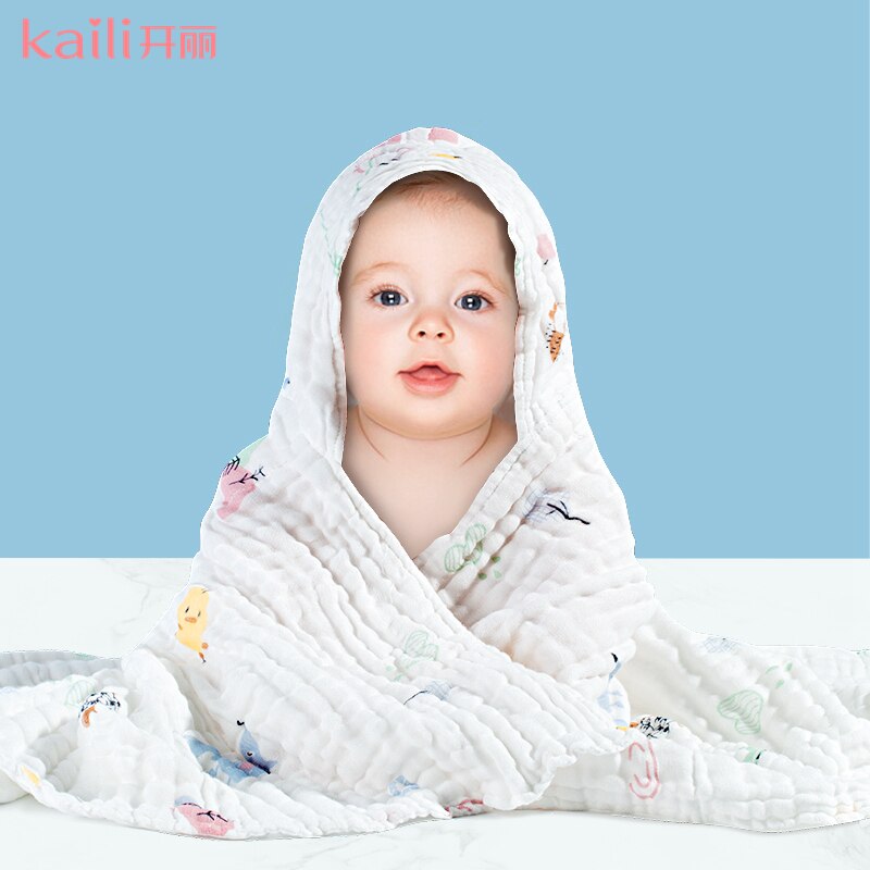 Kaili Absorberende Zachte Katoenen Cape Baby Ademend Huidvriendelijk Cover Grote Size Pasgeboren Badhanddoek Met Kap 1 Pic