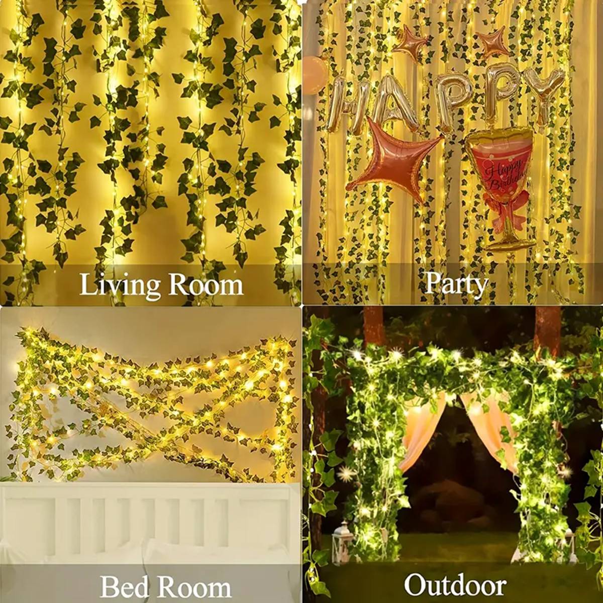 12 pacotes de videira pendurado guirlanda luz da corda artificial lvy led stringlight para o quarto festa casamento jardim parede sala decoração casa