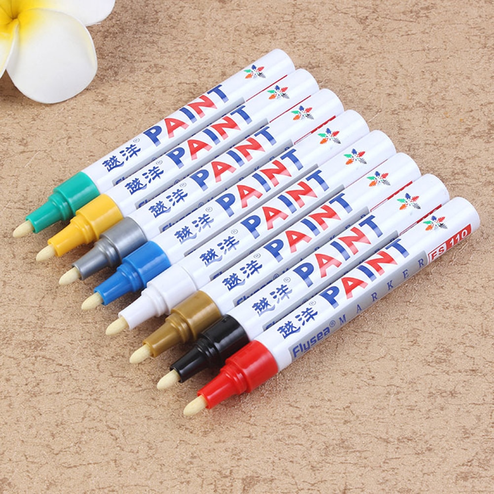 12 Colors Universal Waxing Sponge Paint Pen Marker Waterproof Metallic Colours Car Tyre Tire Metal Permanent Pens Doodle Pen
