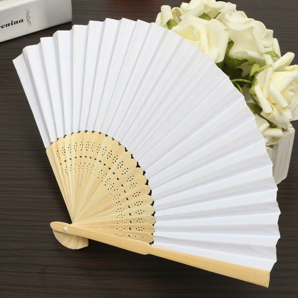 30 Pcs Vouwen Papier Hand Fan Custom Halloween Dames Baby Douche Bruiloft Gunsten Party Decoratie (Wit)