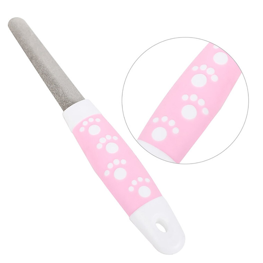 1PCS Pet Nail File Silicone Handle Stainless Steel Fingernail File Cat File for Dogs Cat Nail File Claw Cutters Cut The Nails
