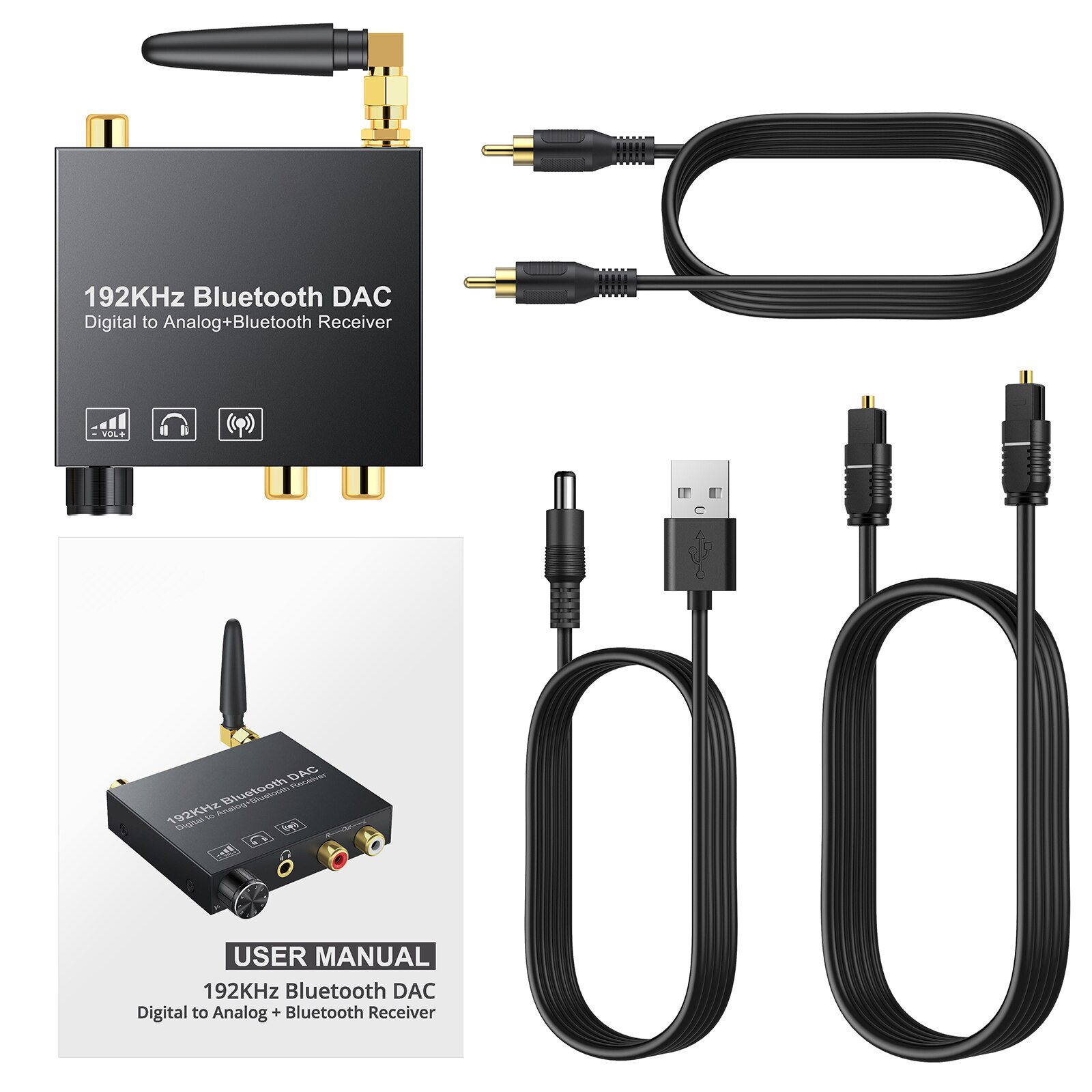 Prozor 192kHz DAC Konverter Bluetooth-Kompatiblen Empfänger Volumen Kontrolle Digital optisch Koaxial Toslink zu Analog Audio- Adapter