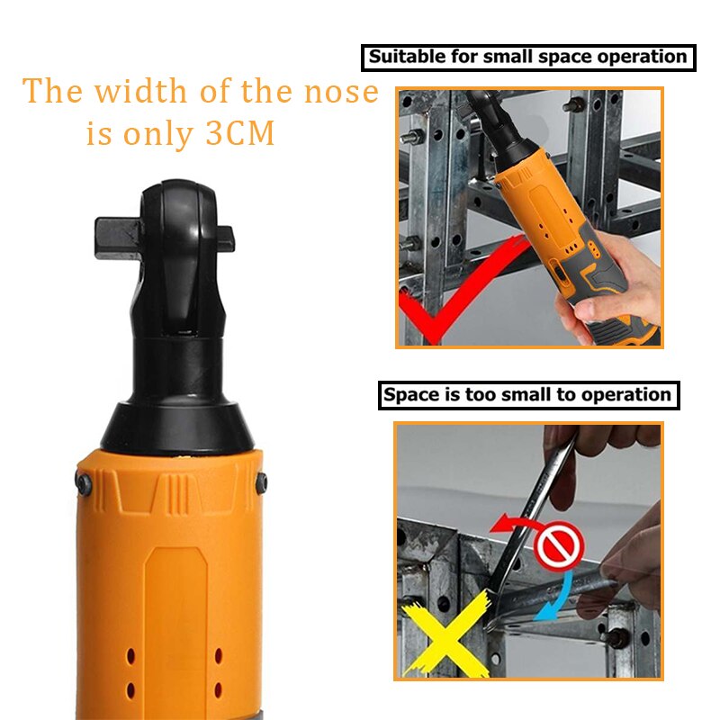 12V Electric Cordless Wrench Ratchet Wrench 3/8 Angle Drill Screwdriver Scaffolding 65NM Rechargeable Spanner With 1/ 2 Batter