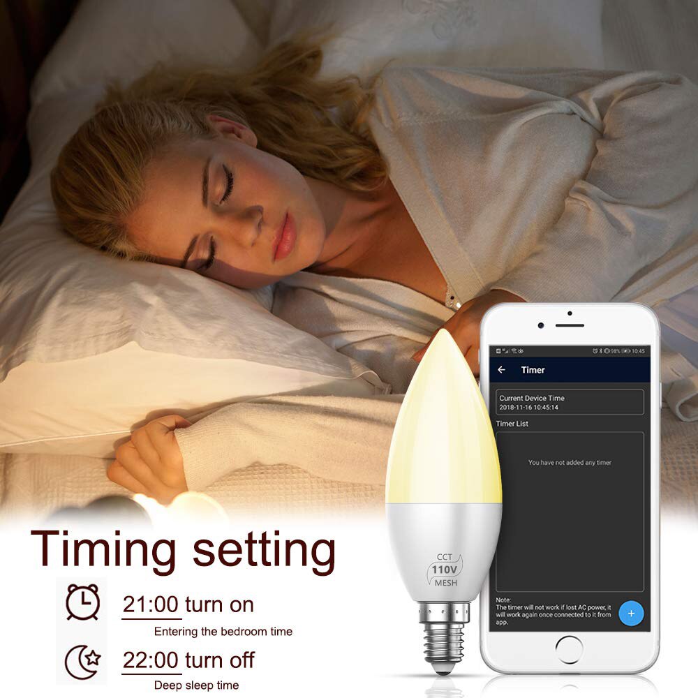 1-10- pack  e12 e14 bluetooth smart led kroonluchter kaarslamp 3w 110v 220v 2835 smd thuiskamer energiebesparende kaarslampen  d40