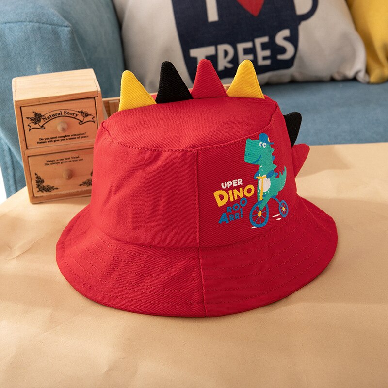Sombrero de cubo de bebé de dinosaurio de dibujos animados, sombrero de Sol para bebé, niño y niña, sombrero de pescador para niño pequeño, gorra para niño: Red