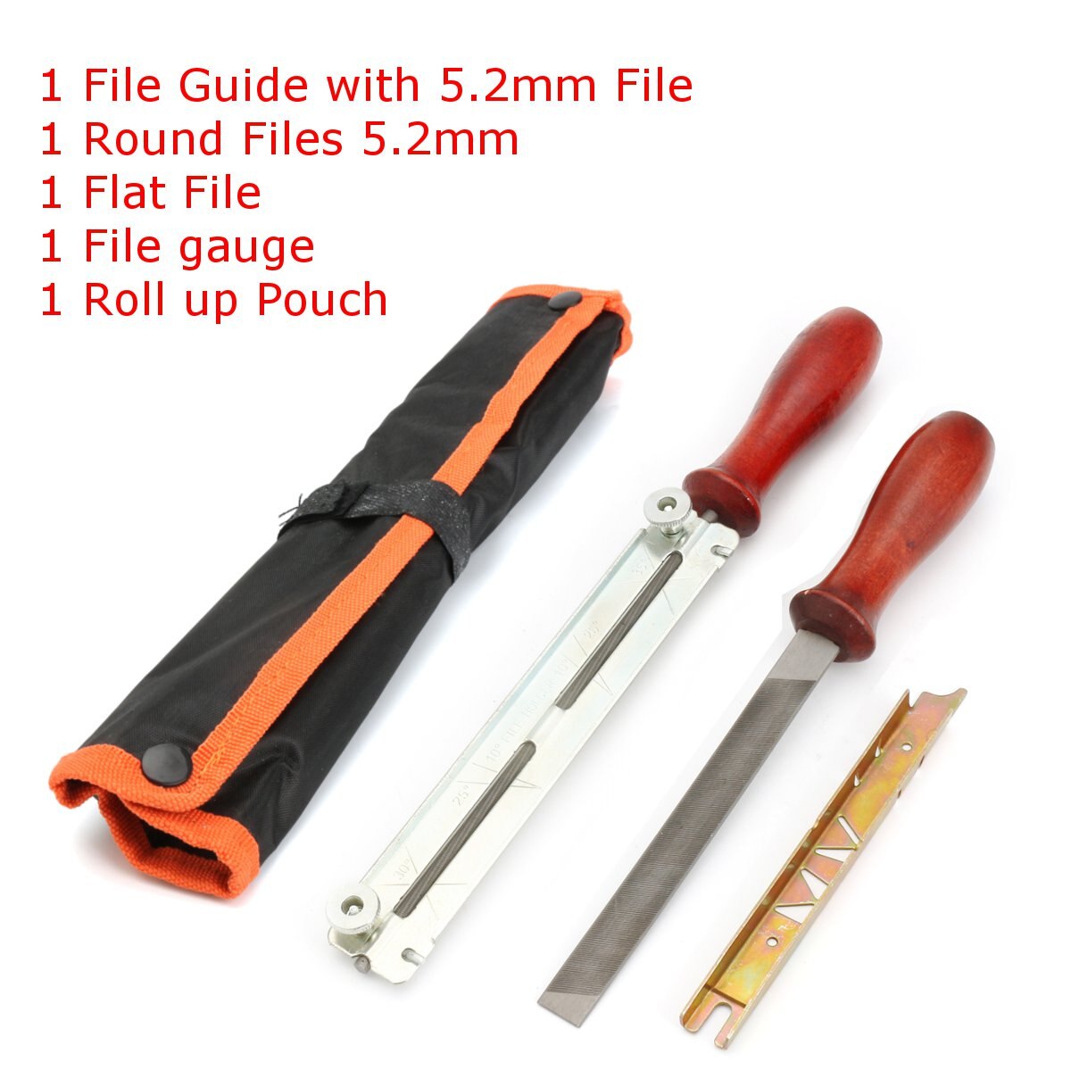5pcs/set Chainsaw Sharpening Filing Kit 5.2mm File Fits for Stihl 3/8 Pro Chain