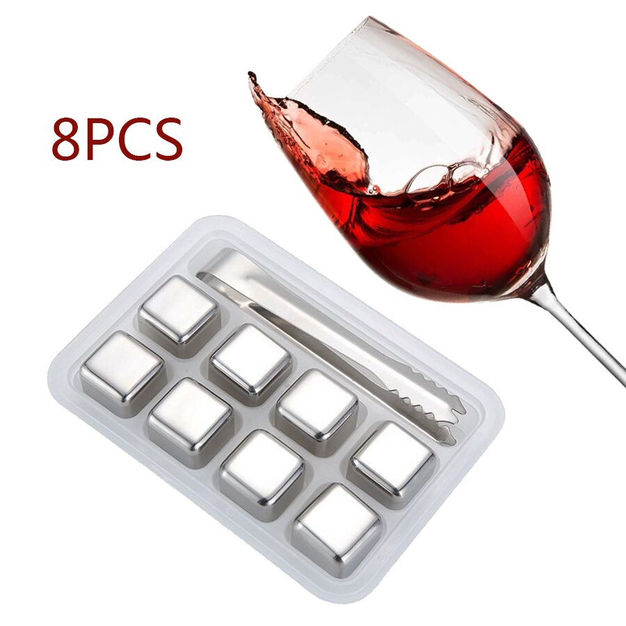 Edelstahl Eiswürfel Whisky Wein Chilling Stein Für Wodka Champagner Würze Mehrweg Kühler Für Bar Werkzeuge Set