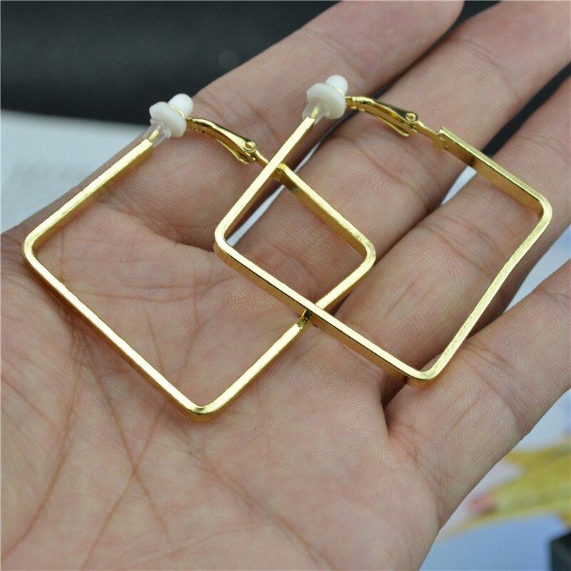 Clip On The Ear Without Piercing Earrings for Women Jewelry Fine Accessories Non Pierced Girl Students Ladies Earrings: gold clip 4cm