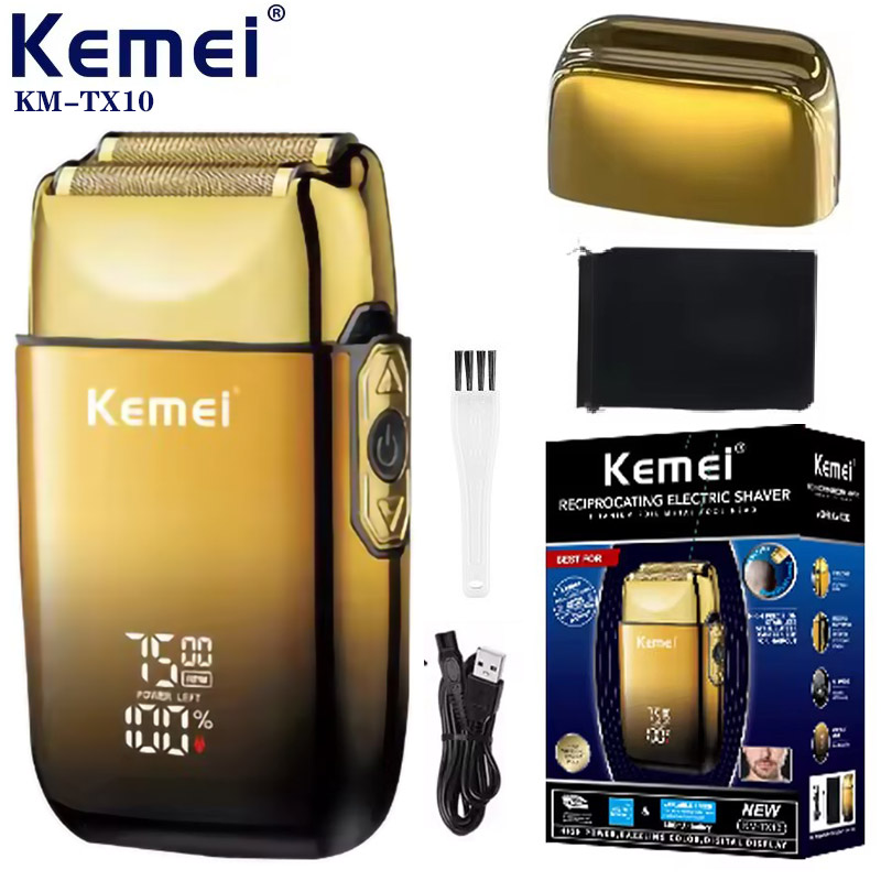 Kemei TX10 Elektrisch scheerapparaat Haar Oplaadbaar Baard Folie Scheermes Voor Mannen Kaal Hoofd Scheren voor Mannen Machine