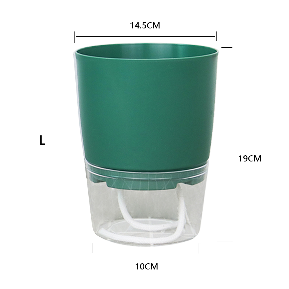 Watering Planter Handmade 2 Layer Self Watering Plant Flower Pot With Water Container Round Flowerpot Home Garden Decor: Green L