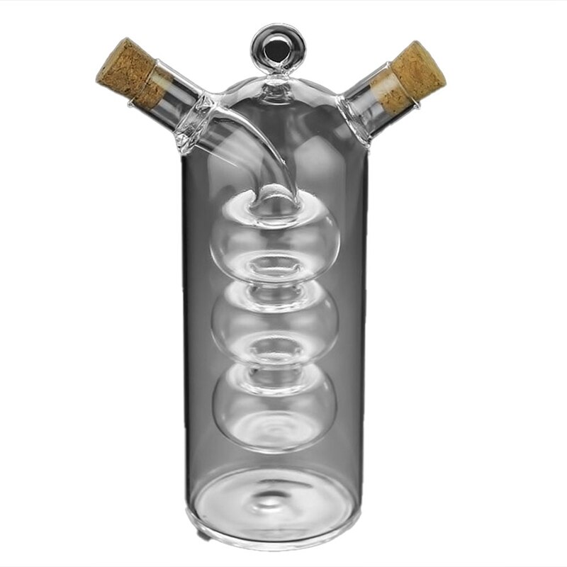 Double Layer Sauce Oil Bottle 2 in 1 Vinegar Glass Bottle Condiment Seasoning Sealed Kitchen Storage Bottles Jars: Default Title
