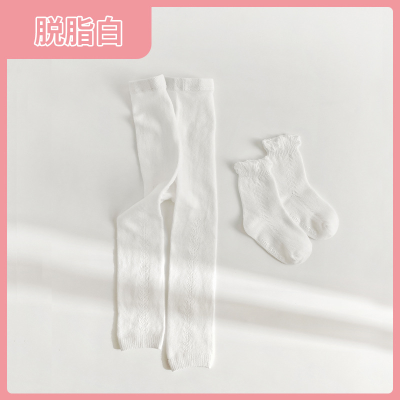 Leggings + calzini per bambini per bambini Set pantaloni per bambina per bambini primavera estate nuovo cotone morbido Mesh traspirante Leggings per bambino: WHITE / M
