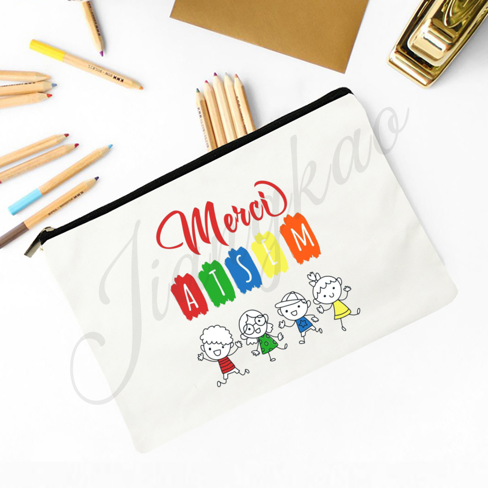 Franse bedrukte make-uptas Reizen Neceser Reistoilettas Organisator Schoolpotloodzakken Afstudeercadeau voor Maitresse Atsem Aesh Avs: plum