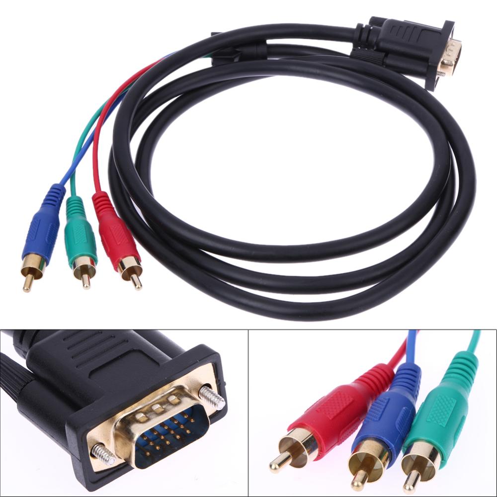 1.5M 5Ft Vga Naar Tv 3 Rca Component Av Premium Versie Audio Kabel Adapter Kabel Koper Voor Pc Laptop tv Rgb Display Systeem