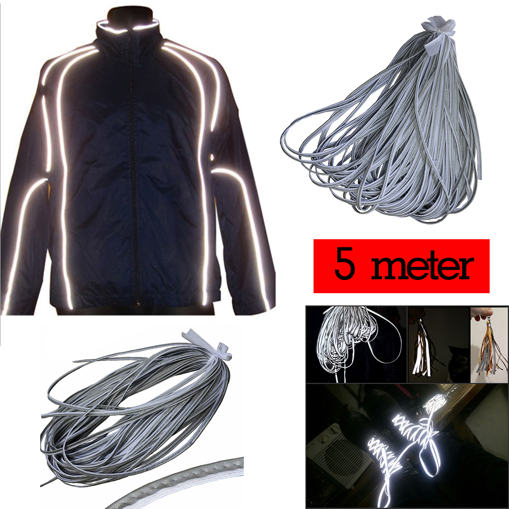 Bright Silver Rainbow Reflective Material Reflective Piping Fabric Strip Edging Braid Trim For Clothing Sew On 5M