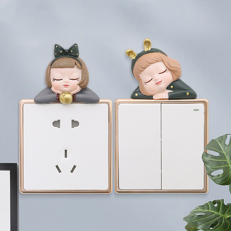 Home Switch Stickers 3D Stereo Girl Boy Style Socket Light Switch Resin Sticker Cute Decoration Posters