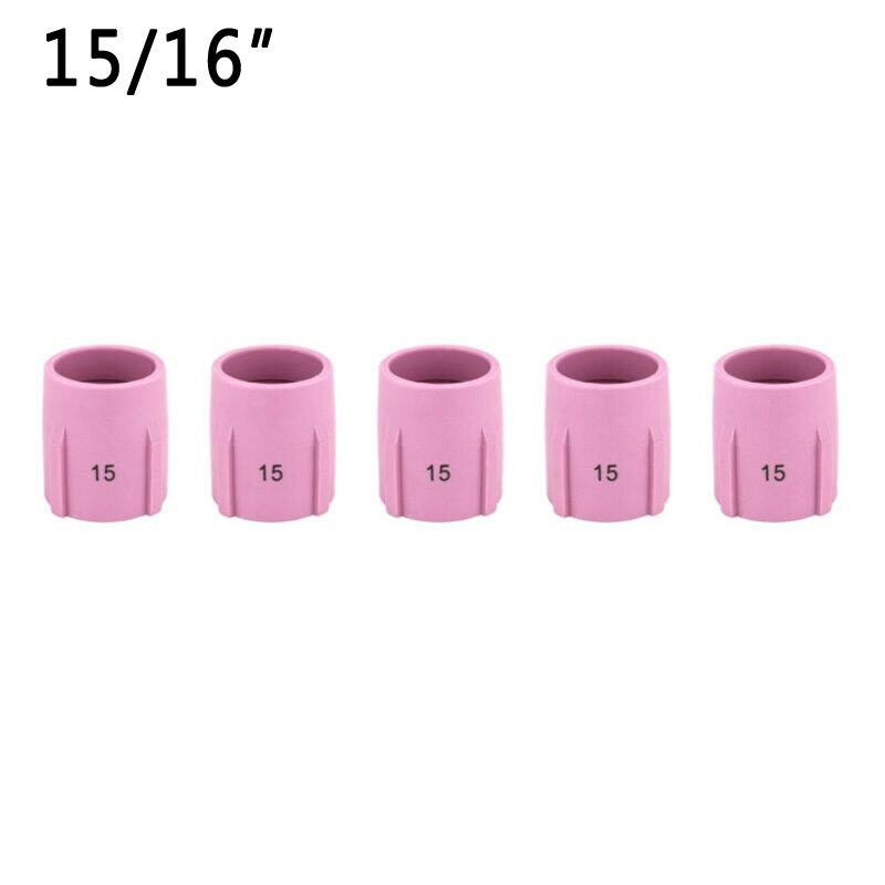 2pcs/5pcs 9-26 Air Gas Lens Welding TIG Torch Alumina Nozzle Cup Consumable Tools Set Kit: 5pcs 15 15 16