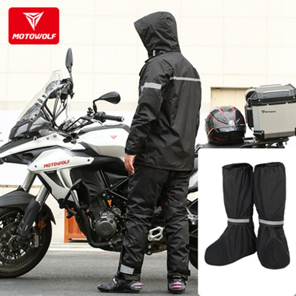 Motowolf – poncho universel pour moto et vélo électrique, combinaison d'été, imperméable, résistant à la pluie, pour hommes et femmes: black-shoe cover / L
