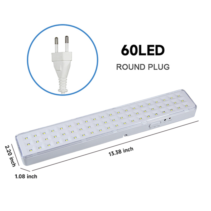 Luz de evacuación de emergencia Lámpara de incendio portátil de 60 LED Lámparas de emergencia montadas en la pared Iluminación recargable para uso en fallos de energía: Blanco
