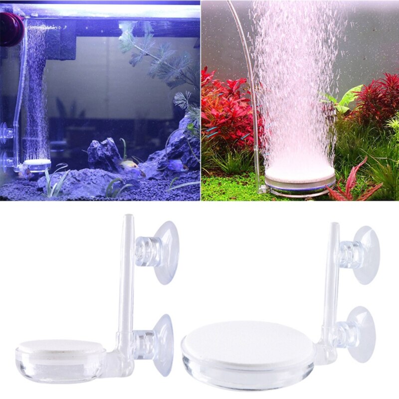 Quiet Tiny Bubbles Oxygen Diffuser Fish Tank Aerator Atomizer Aquarium Air Stone Round Ponds High Dissolved With 2 Suction Cup