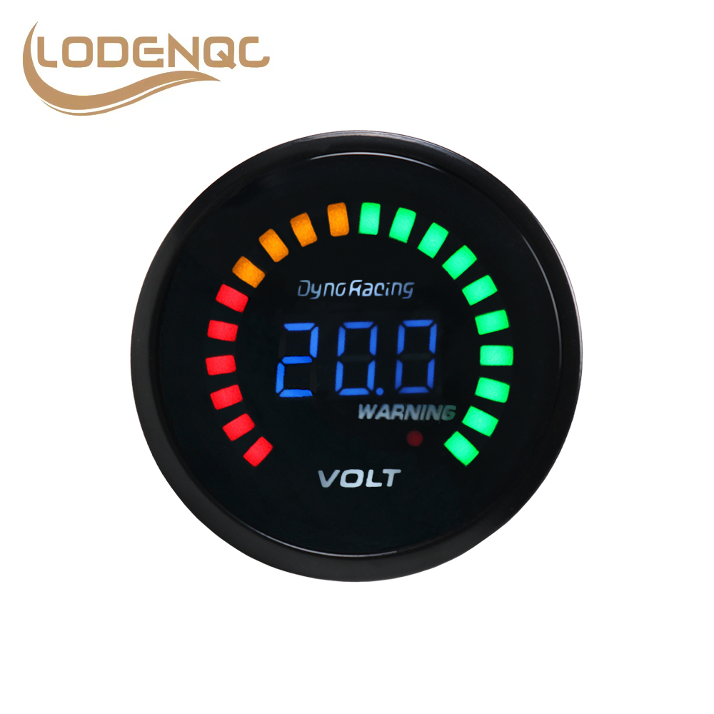 Lodenqc Auto Meter 2 Inch 52Mm 12V Auto Digitale Voltmeter Volt Gauge Meter 20 Led Black 7.5-20V Volt Volt