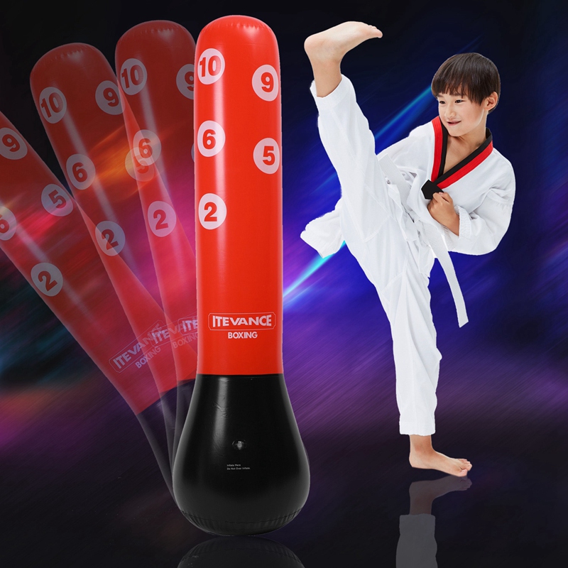 ITEVANCE Standing Punching Bag Inflatable Kids Punching Bag with Stand for Practicing Karate Taekwondo MMA Fitness Kids Adults