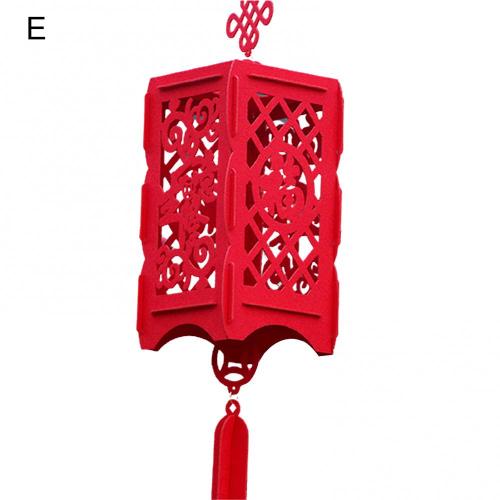 Chinese Year Square Palace Lantern Hollow Inlaid Spring Festival Decoration Red Lanterns Home Living Room Home Decoration: E