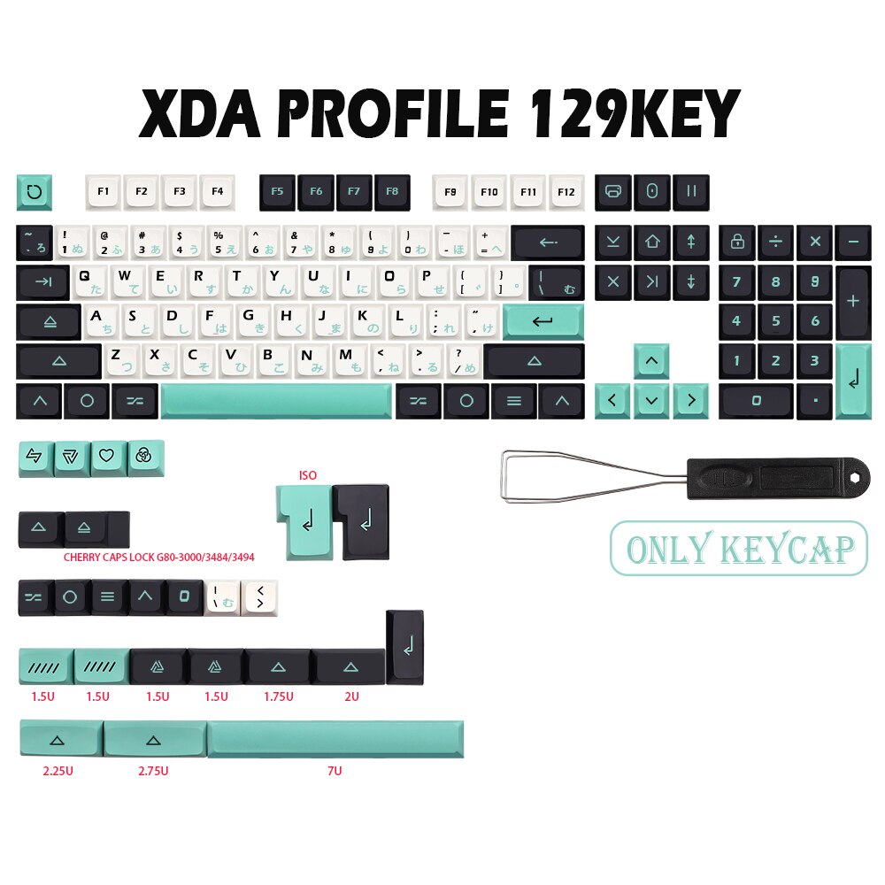 Geoma Keycap pbt XDA japonés coreano DE FR ES AZERTY Key Cap para dz60/RK61/gk64/68/84/980 teclado gmk Keycaps Alice Space bar: Verde
