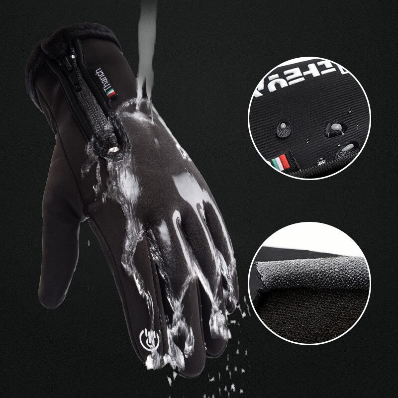 Riding Ski Gloves Winter Zipper Touch Screen Wind Protection Warm Waterproof Sports Plus Velvet Climbing Men's Ski Gloves
