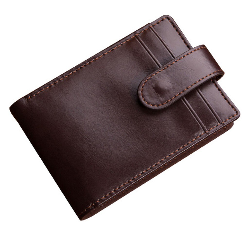 Wallet Men Retro Thin Wallet Men's Business Short Leather Card Case Walletgift For Father's Day Кошелек Женский#p30: coffee