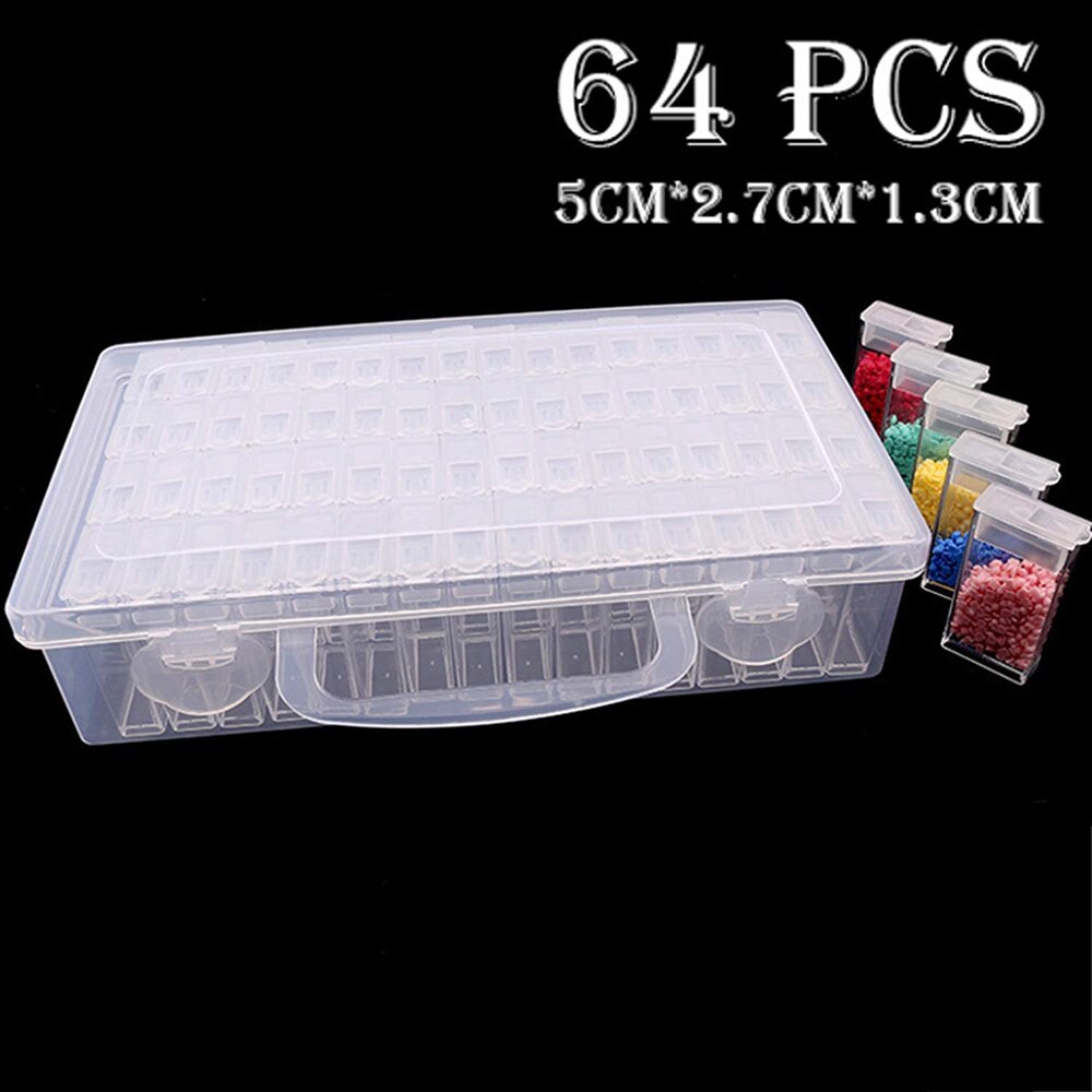 64 Grid Diamond Painting Accessories Tool Beads Box Full DIY Accessories Plastic Storage Container Jewelry Drill Storage Box