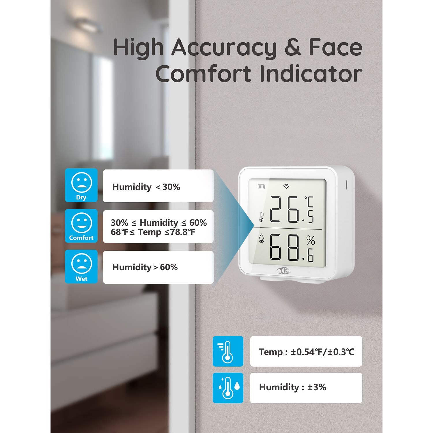 WIFI Wireless Temperature And Humidity Sensor Tuya Smart Digital Thermometer Detector Intelligent Linkage Alexa Voice Control