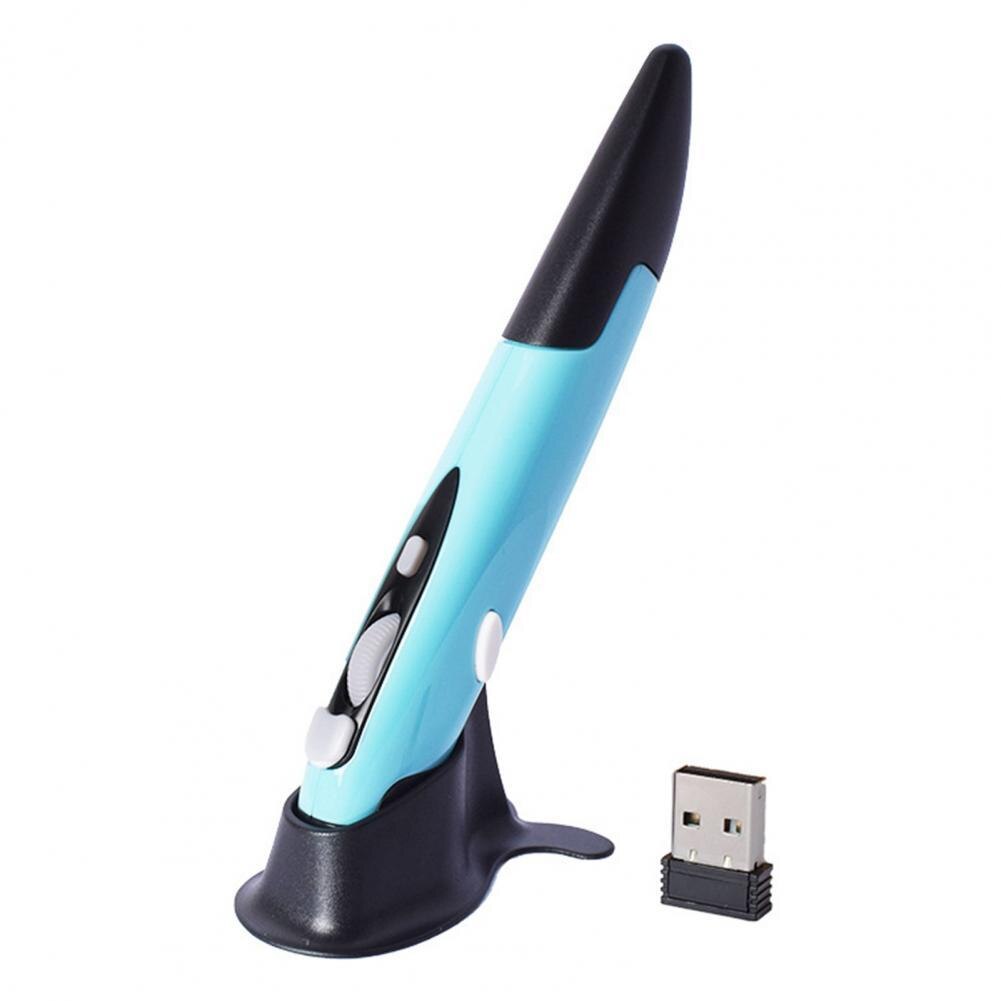 Wireless Mouse Pen 2.4G DPI Adjustable Portable Vertical Pen-shaped Stylus for Computer: Blue